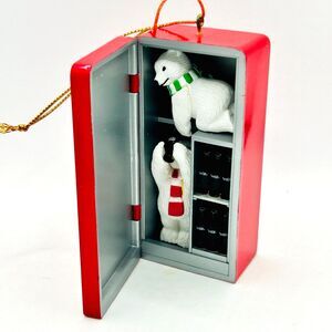 VTG 1997 Coca-Cola Polar Bear Collection Christmas Ornament Bear Cubs in Cooler